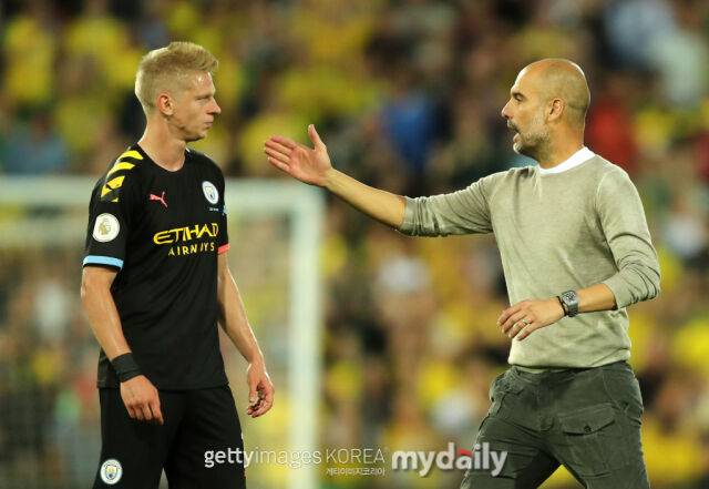 펩 과르디올라 감독의 지도 아래 레프트백으로 포지션을 변경한 진첸코. /게티이미지코리아