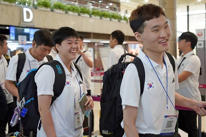 &nbsp;‘제4회 VIRTUS 한일교류전’ 탁구팀이 대회에 참가하기 위해 15일 김포공항에 도착했다.&nbsp;ⓒ스페셜올림픽코리아