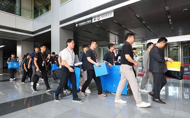 지난 12일 광명시 고속도로 건설공사 감전사고 관련 압수수색을 받은 포스코이앤씨. 연합뉴스.