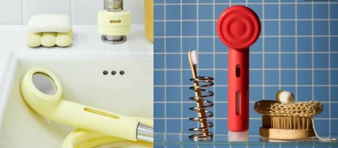 (왼쪽부터)바디럽의 퓨어썸 필터 컬러 샤워기와 시프트의 컬러 캡슐샤워기. 사진=오늘의집 제공