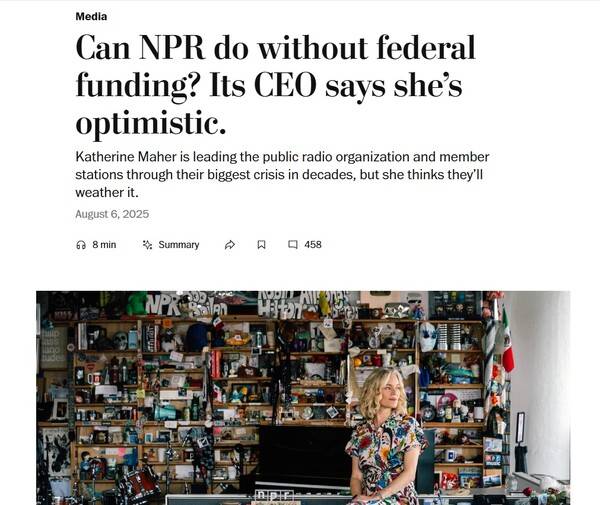 ▲ 지난 6일자 캐서린 마허 NPR CEO 워싱턴포스트 인터뷰.