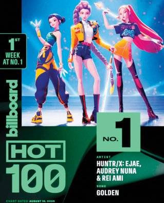 넷플릭스 애니메이션&nbsp;영화 ‘케이팝 데몬 헌터스’의 오리지널사운드트랙(OST) ‘골든(Golden)’이 K팝&nbsp;여성 가수 노래 최초로 빌보드 ‘핫100’ 정상에 올랐다. 빌보드 인스타그램 캡처