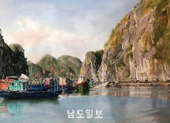 Nguyen Duc Quang 作 'Peaceful landscape'(56x76㎝, Water color, 2025)