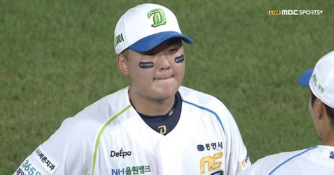 신민혁의 착잡한 표정. 사진=MBC스포츠+, Tving 캡쳐