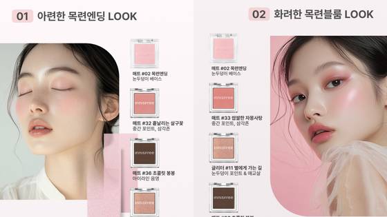 아모레퍼시픽 계열 뷰티 브랜드 이니스프리는 최근 AI 모델을 활용한 아이섀도우 제품 광고를 게재하며 AI를 활용했다는 별도 안내 문구를 고지하지 않았다. 사진 이니스프리 홈페이지 캡처