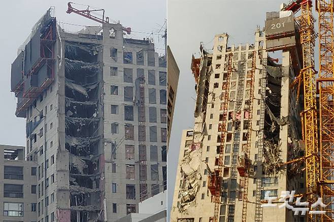 외벽 붕괴된 아파트. 유대용·박요진 기자