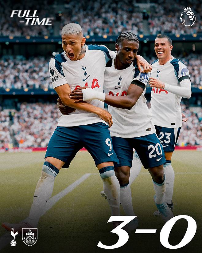 16일(한국시간) 영국 런던의 토트넘 홋스퍼 스타디움에서 열린 2025~2026시즌 EPL 1라운드 경기 결과. /사진=토트넘 홋스퍼 공식 사회관계망서비스(SNS)