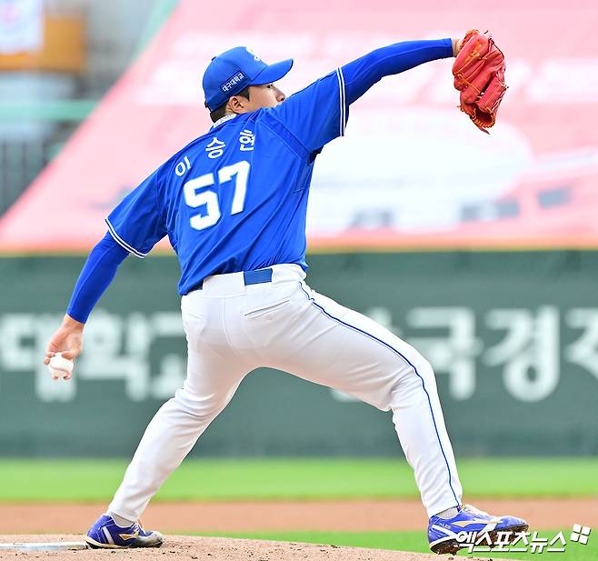 삼성 라이온즈 좌완 이승현이 17일 부산 사직야구장에서 열린 2025 신한 SOL Bank KBO리그 롯데 자이언츠와의 팀 간 13차전에 선발등판, 6이닝 1실점으로 호투했다. 사진 엑스포츠뉴스 DB