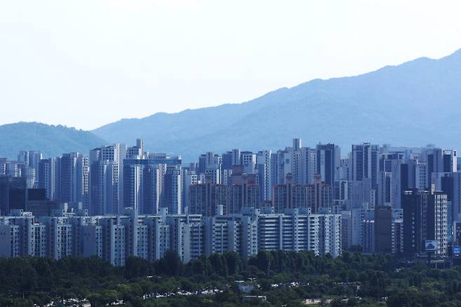 서울 성동구 응봉산에서 바라본 강남 아파트. (사진=이데일리 이영훈 기자)