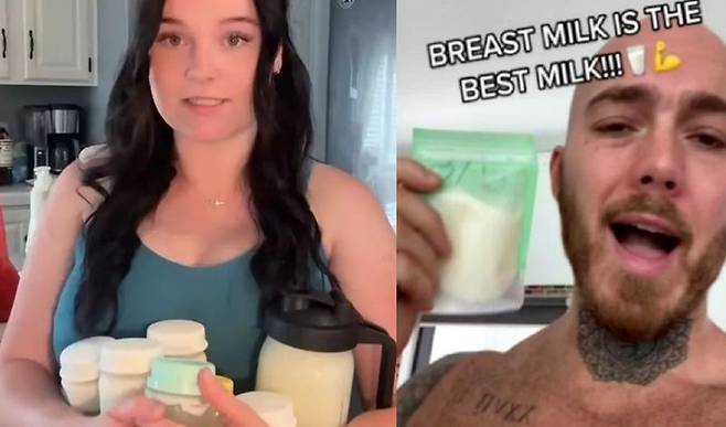 보디빌더들이 건강 보조용으로 모유를 구매하는 시장이 확대되고 있다. 산모들은 모유 판매를 부업으로 삼은 사례가 이어지고 있다. 사진=틱톡, 더 미러