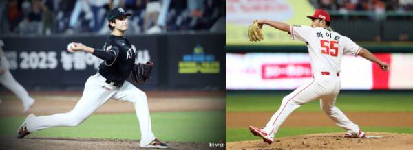 수인선 3연전 ‘선발 싸움’의 관심사인 KT 위즈의 고영표(왼쪽)와 SSG 랜더스의 미치 화이트. KT·SSG 제공