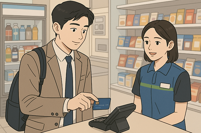 직장인이 카드결제 하는 모습을 생성형 AI가 그린 이미지 [챗GPT]