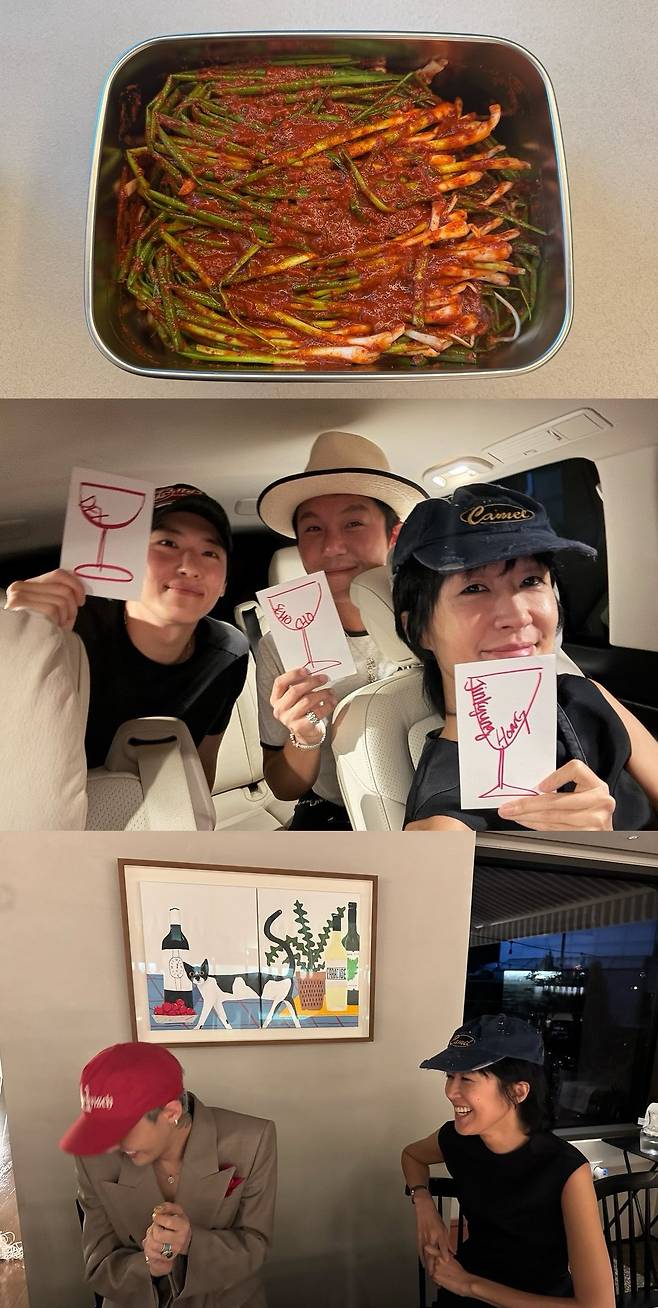홍진경은 지드래곤에게 수제 파김치를 선물했으며, 해당 파티에는 스타들이 총출동했다. 홍진경 SNS 캡처