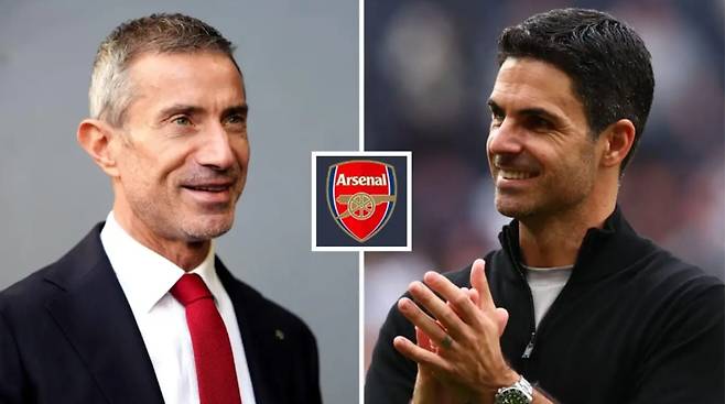 ▲ 아스널을 이끄는 두 축인 안드레아 베르타(왼쪽) 신임 단장과 미켈 아르테타 감독은 한국인 미드필더 영입에 대해 일치된 의견을 보이고 있다. ⓒ '팀토크' 홈페이지 갈무리