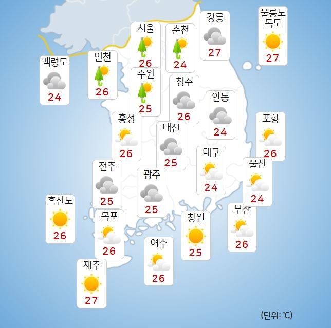 ⓒ기상청: 오늘(19일) 오전 날씨