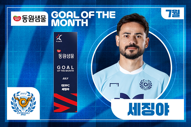 대구 세징야가 7월 K리그 ‘이달의 골’ 수상자로 선정됐다. 한국프로축구연맹 제공