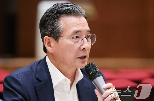 김용범 정책실장이 20일 서울 용산 대통령실 청사에서 열린 기자간담회에서 발언하고 있다. 2025.8.20/뉴스1 ⓒ News1 허경 기자