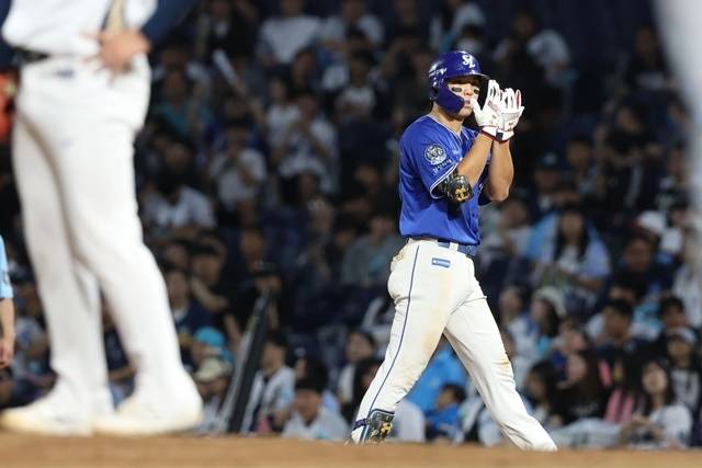 김영웅은 20일 창원 NC전에서 적시타를 쳤다. 사진=삼성 제공