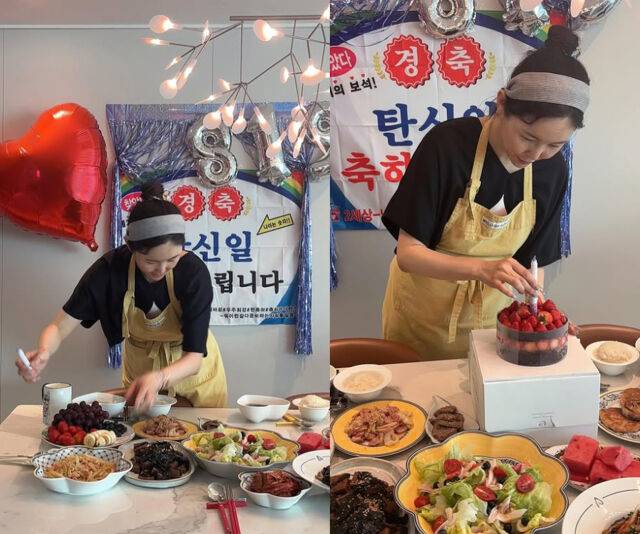 장영란이 아들 생일상을 차리면서 친정엄마 생각을 떠올렸다. / 장영란 소셜미디어
