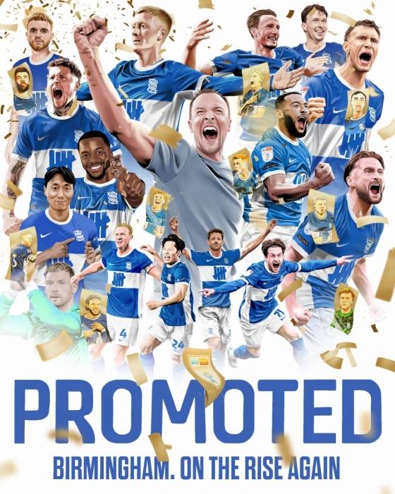 버밍엄 시티의 잉글랜드 챔피언십(2부리그) 승격 포스터. /사진=버밍엄 시티 공식 사회관계망서비스(SNS)