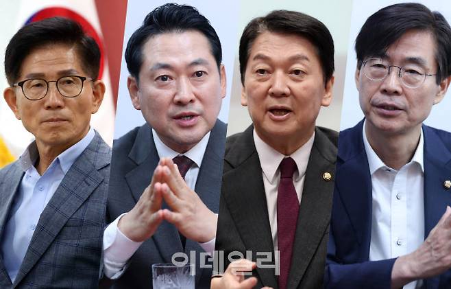 왼쪽부터 김문수 국민의힘 당대표 후보, 장동혁 후보, 안철수 후보, 조경태 후보 (사진 = 이데일리DB)