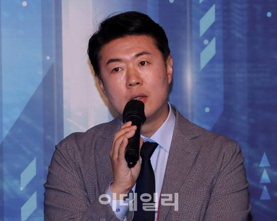 전화성 씨엔티테크 대표이사가 지난 2024년 5월 서울 중구 더플라자호텔 그랜드볼룸에서 열린 ‘글로벌 대체투자 컨퍼런스(GAIC)’에서 발언하고 있다. [사진=이데일리 방인권 기자]