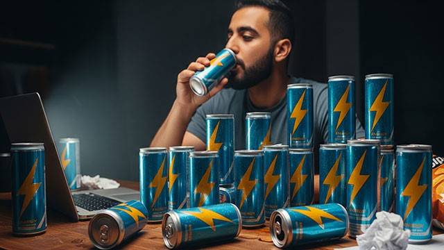 과도한 에너지 드링크 섭취는 건강에 위험하다｜출처: Gemini 생성