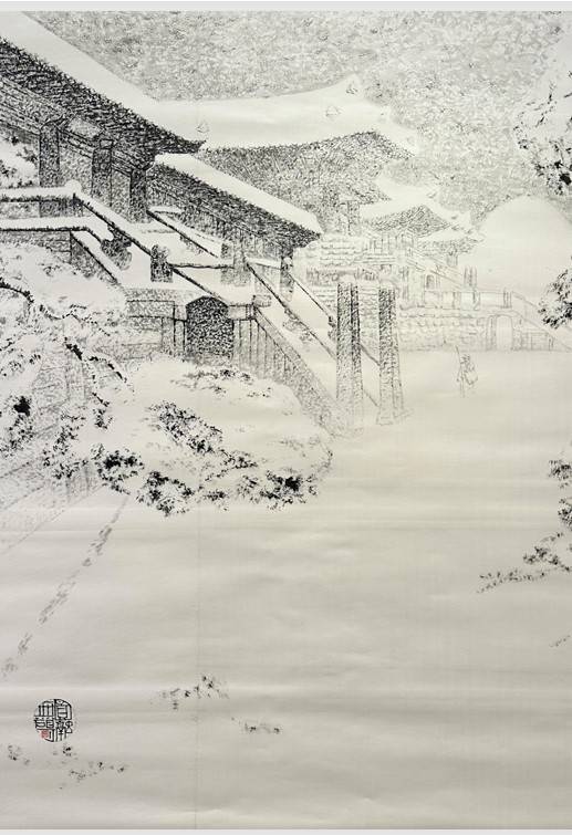 박대성 Park, Dae Sung, 설경, 2025, Ink on paper, 364 x 280cm (리안갤러리 대구 제공)