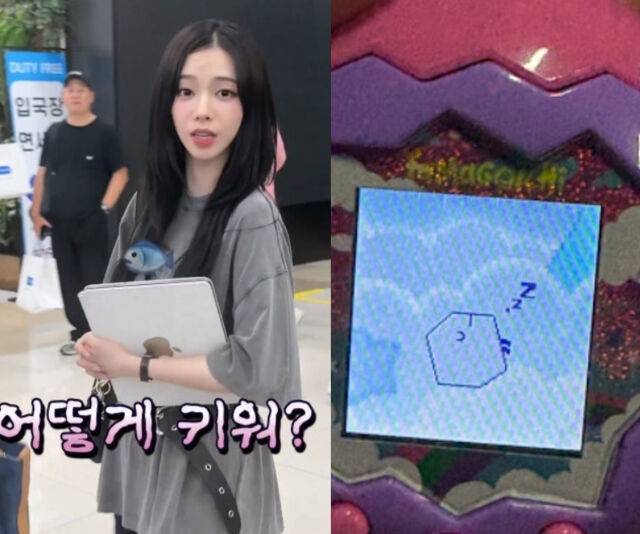 카리나가 자신의 다마고치 '미란'이 이상하게 변하자 당황해했다. / 온라인 커뮤니티