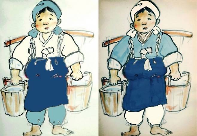 북교동 거리 벽화에 자주 등장하는 물배달 여성 '옥단이'는 실존 인물이었다.