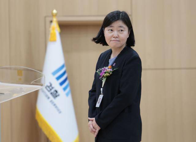 임은정 서울동부지검장이 지난달 4일 서울 송파구 서울동부지검 청사에서 열린 취임식에서 연단으로 향하고 있다. 연합뉴스