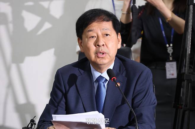 지난 20일 국회 의원회관에서 열린 새정부 경제성장전략 관련 당정 협의에서 구윤철 부총리 겸 기획재정부 장관이 발언하고 있다. 한수빈 기자