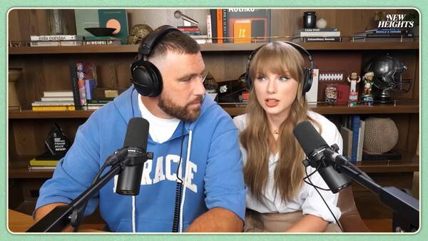 ▲ 지난 14일 남자친구(트래비스 켈시)에 출연한 테일러 스위프트. 유튜브 '뉴 하이츠' 갈무리