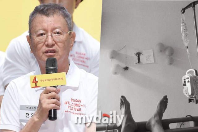 최근 전유성의 페이스북에 업로드 된 병상 사진 / 소셜미디어