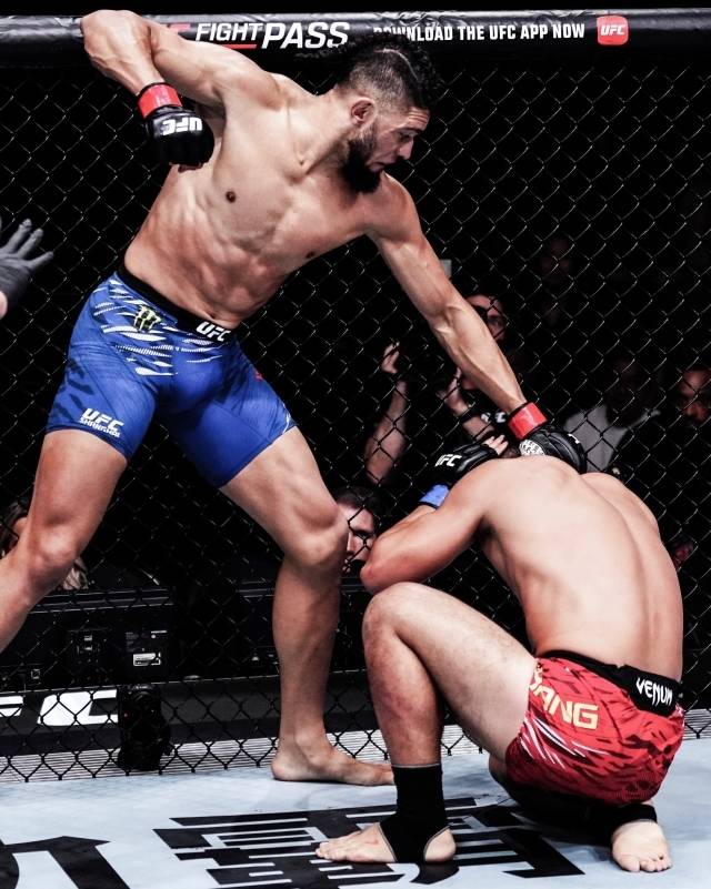 장밍양은 23일(한국시간) 중국 상하이 쉬후이구 상하이 체육관에서 열린 조니 워커와의 UFC 파이트 나이트 메인 이벤트 라이트헤비급 매치에서 2라운드 TKO 패배했다. 사진=X