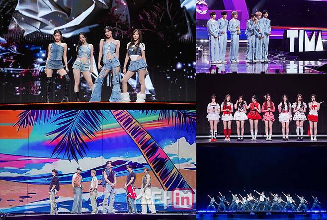 ‘2025 TIMA’에 출연한 에스파, 라이즈, NCT 위시, 하츠투하츠, SMTR25. (사진=TIMA)