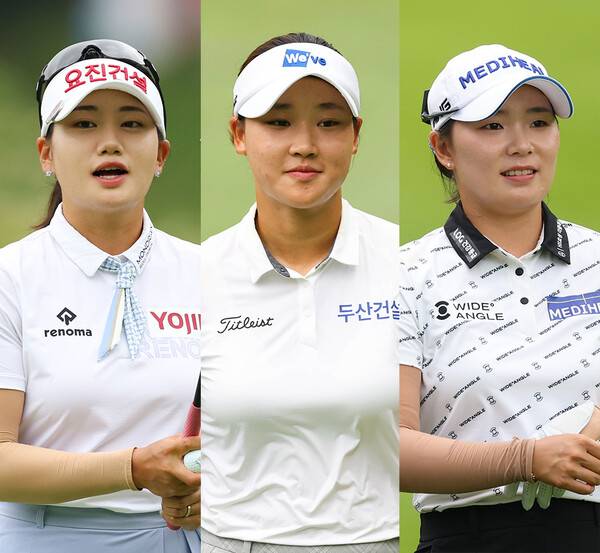 2025년 한국여자프로골프(KLPGA) 투어 BC카드·한경 레이디스컵 우승 경쟁에 뛰어든 노승희, 김민솔, 이다연 프로가 3라운드에서 경기하는 모습이다. 사진제공=KLPGA (사진을 무단으로 사용하지 마십시오.)