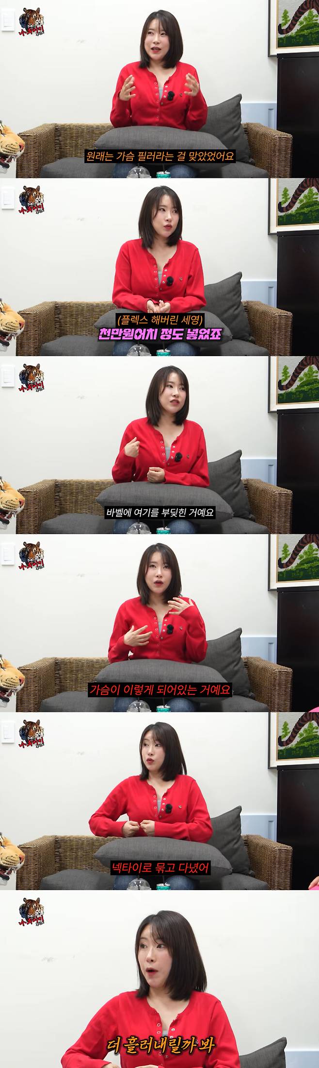 코미디언 이세영이 1000만원대 가슴 필러 부작용으로 가슴 수술을 하게 됐다고 고백했다. /사진=유튜브 채널 '나무미키 흥신소' 영상