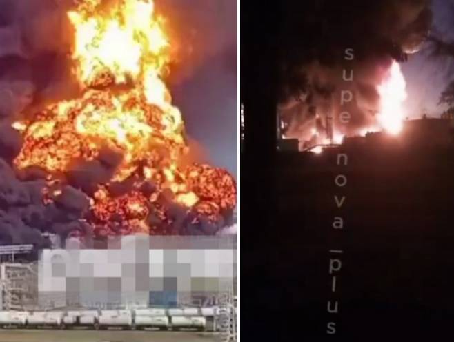 지난 21일(현지시간) 우크라이나 드론 공격 이후 러시아 로스토프주(州) 노보샤흐틴스크 정유공장에서 나흘째 화재가 이어지고 있다.