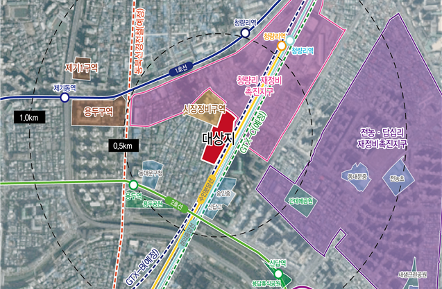 서울시 동대문구 용두동 39-361번지 일대 위치도. 사진 제공=서울시