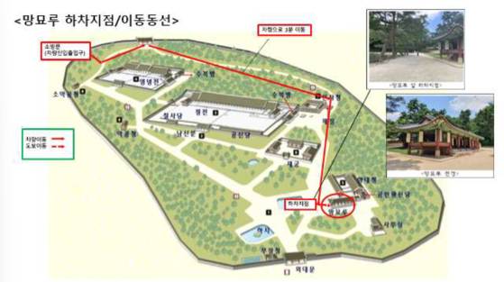 지난해 9월 2일 종묘관리소가 대통령실 직원에게 보낸 동선 안내도 〈김성회 더불어민주당 의원실 제공〉