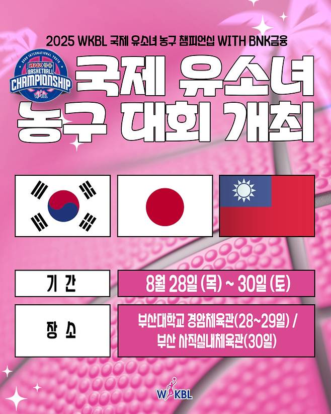 2025 WKBL 국제 유소녀 농구 챔피언십 WITH BNK금융이 오는 28일 부산대학교 경암체육관과 부산사직실내체육관에서 열린다. 사진=WKBL