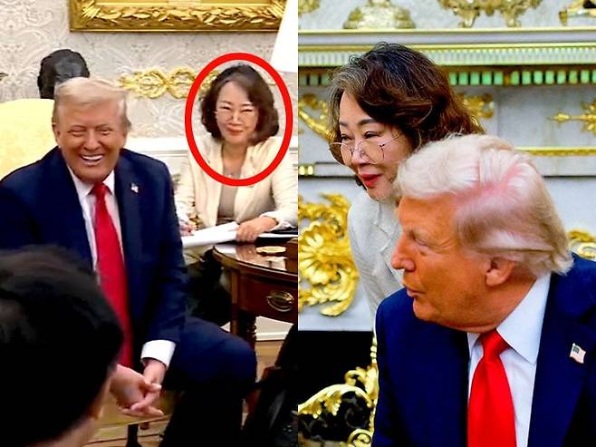 한미 정상회담 통역하는 이연향 美국무부 통역국장. 연합뉴스