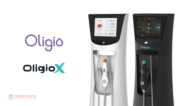 원텍㈜의 대표 장비 '올리지오'(Oligio)와 '올리지오X'(OligioX). 원텍 제공