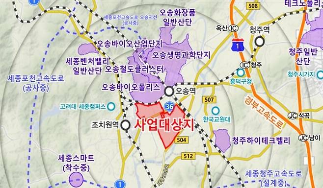 오송 제3생명과학 국가산업단지 위치도.(국토교통부 제공)