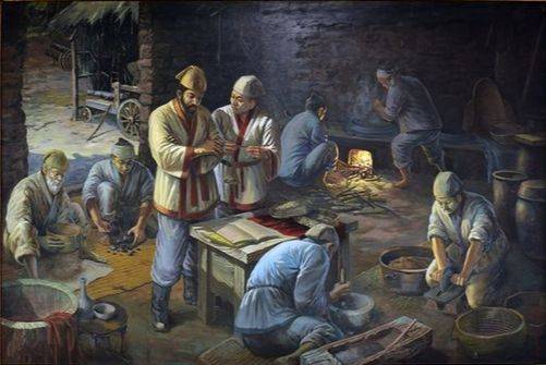 최무선의 화약 제조를 그린 민족기록화. [사진 한국학중앙연구원]