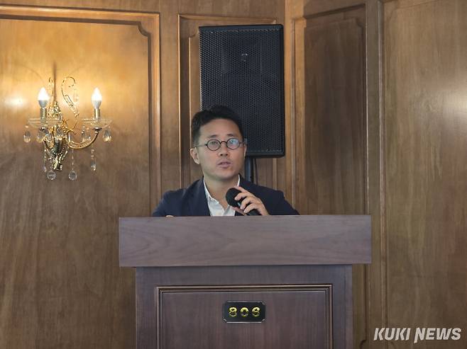 이지효 파두 대표가 창립 10주년을 맞아 27일 서울 종로구 클럽806에서 기자간담회를 개최하고 환영사를 하고 있다. 정우진 기자&nbsp;