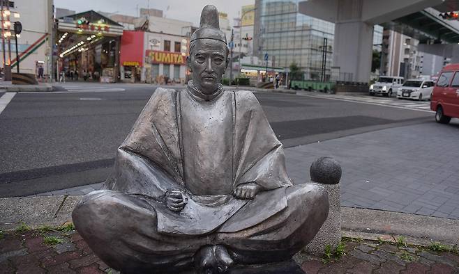 2019년 7월 촬영된 도요토미 히데요시 동상의 원래 모습. 나고야=AFP연합뉴스