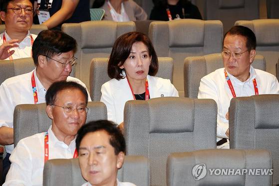 국민의힘 나경원 의원이 28일 인천국제공항공사 항공교육원에서 열린 2025 국민의힘 국회의원 연찬회에 참석해 있다. 〈사진=연합뉴스〉
