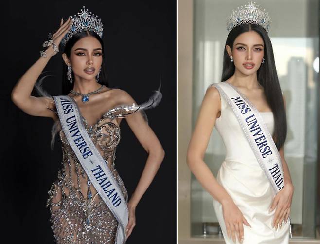 '미스 유니버스 태국 2025' 우승자 프라위나라 '비나' 싱. 사진출처=X, 인스타그램